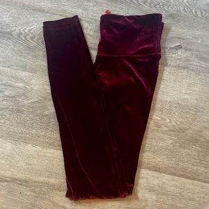 SPANX Maroon Velvet Leggings